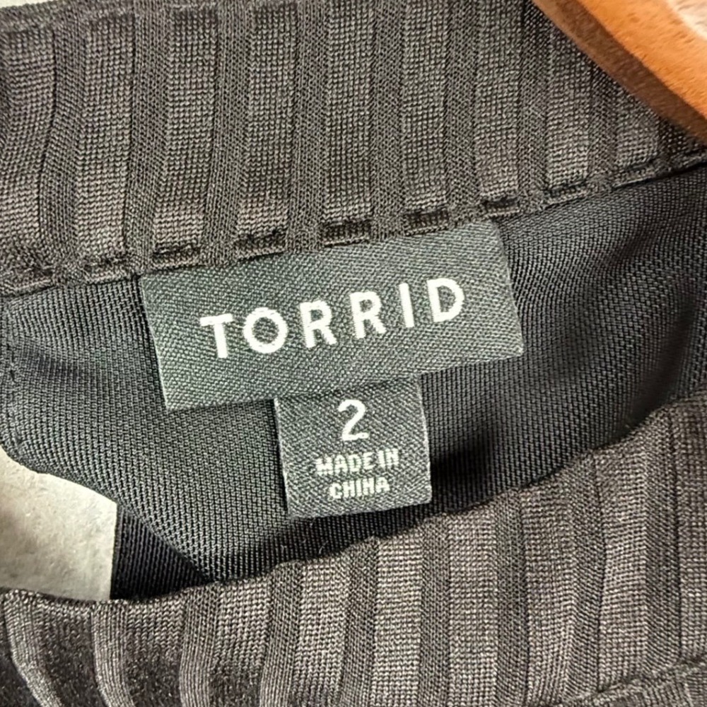 Torrid Womens Dress 2x Black Ribbed Halter Bodycon Mini Velvet Trim LBD Edgy - Picture 7 of 11
